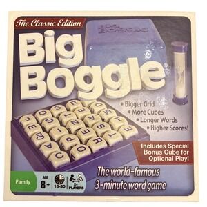 Winning Moves Big Boggle The Classic Edition 5x5 Word Game 26 Cubes Complete‎